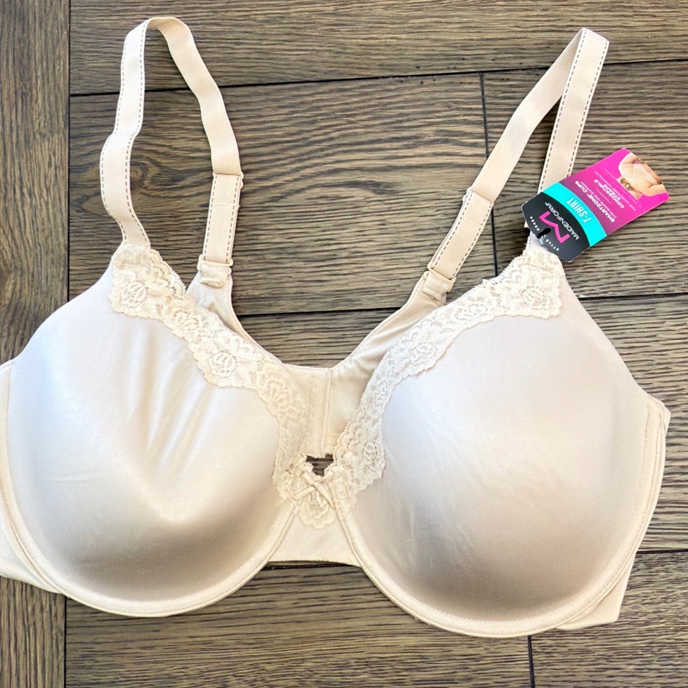 Maidenform Comfort Devotion T-Shirt Bra 40DD Beige Lace Trim Underwire 09404 NEW